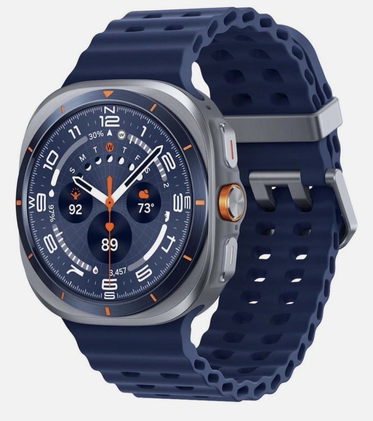 Samsung Galaxy Watch Ultra 47mm Titanium Silver Case GPS 32GB Wear OS Blue Band