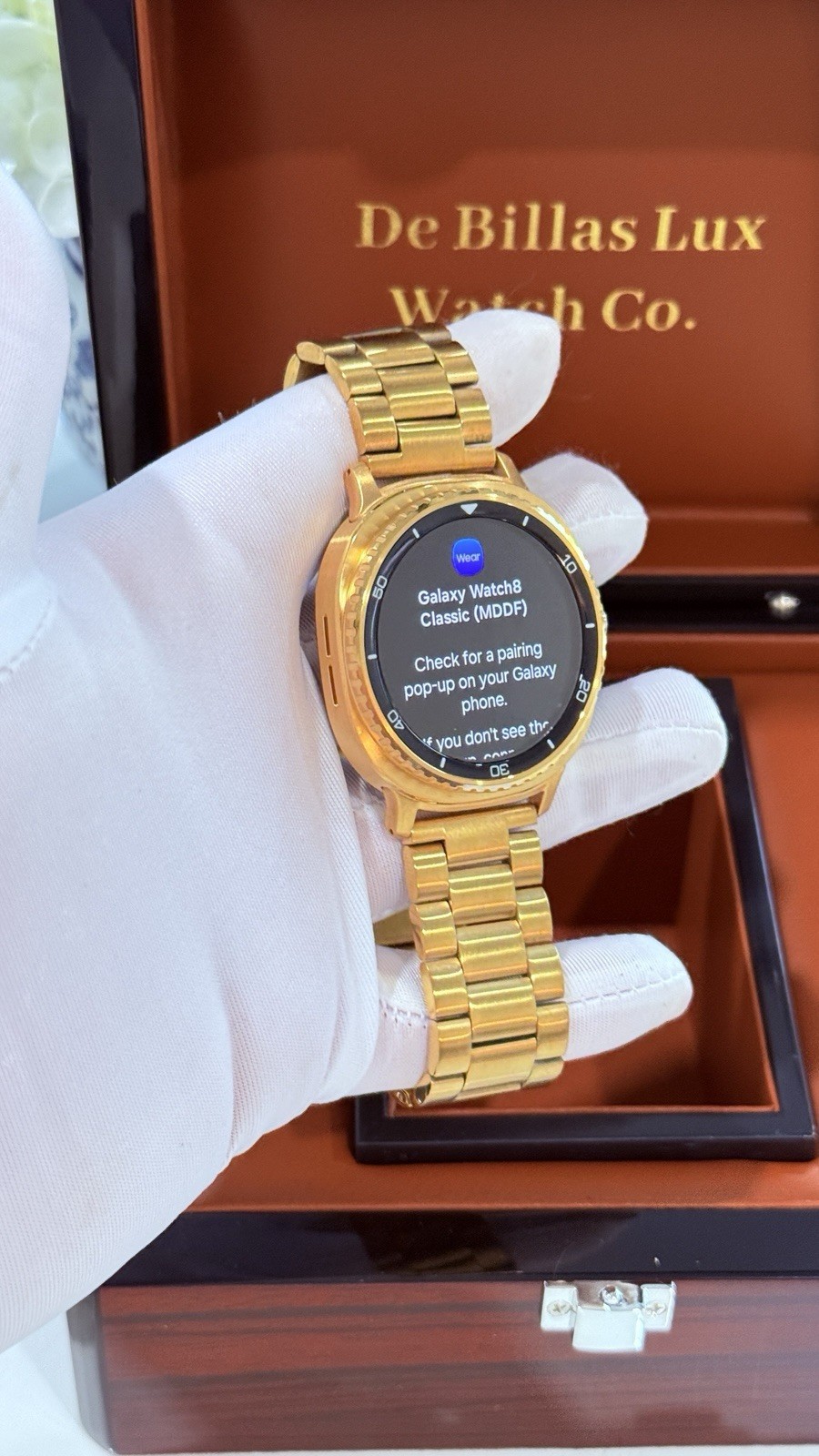 Custom 24k Gold Plated Samsung Galaxy Watch 8 Classic Gold Band GPS LTE 46mm