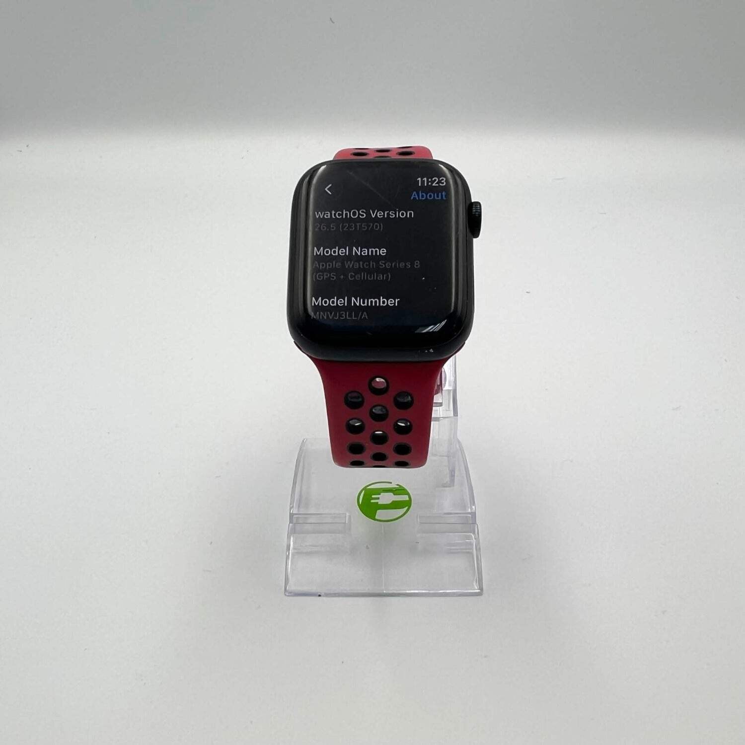 Unlocked Apple series 8 45MM Midnight Aluminum Red Nike Sport Band MNVJ3LL/A