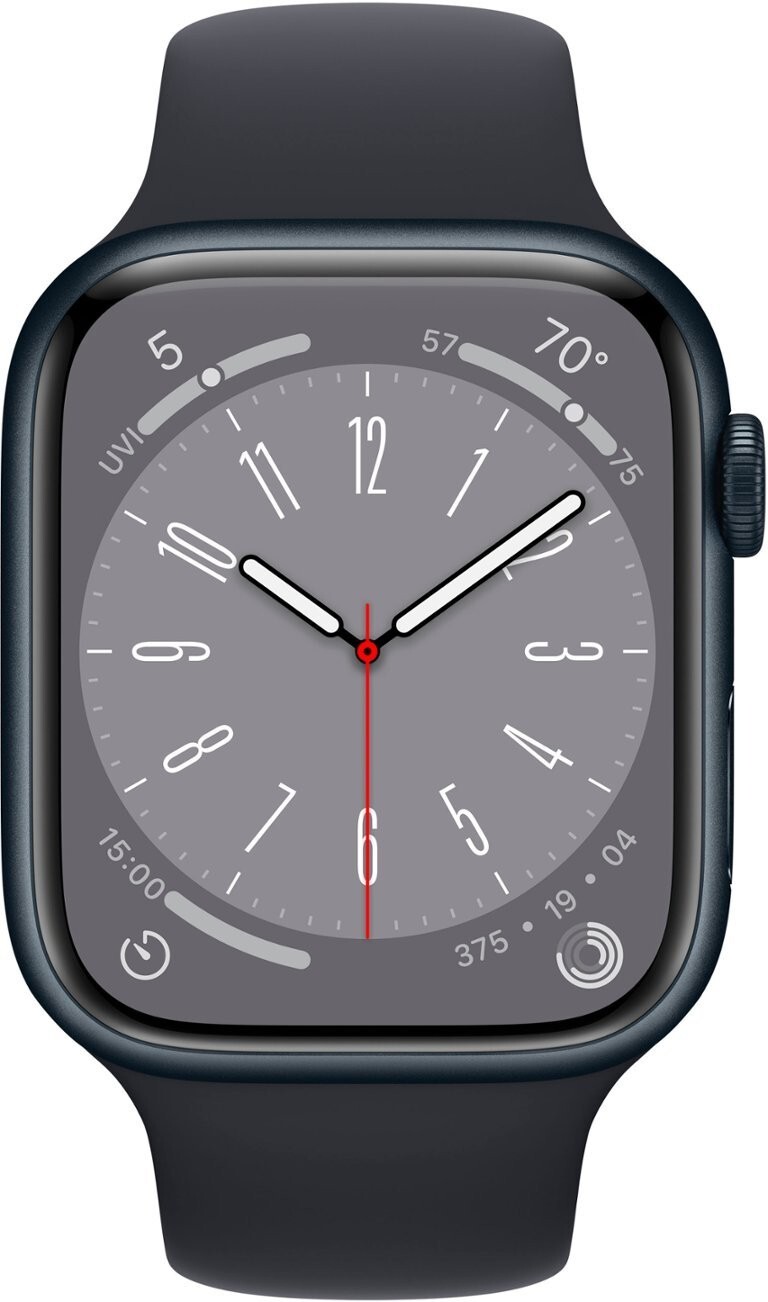 Apple Watch Series 8 (GPS) 45mm Aluminum Case with Midnight Sport Band