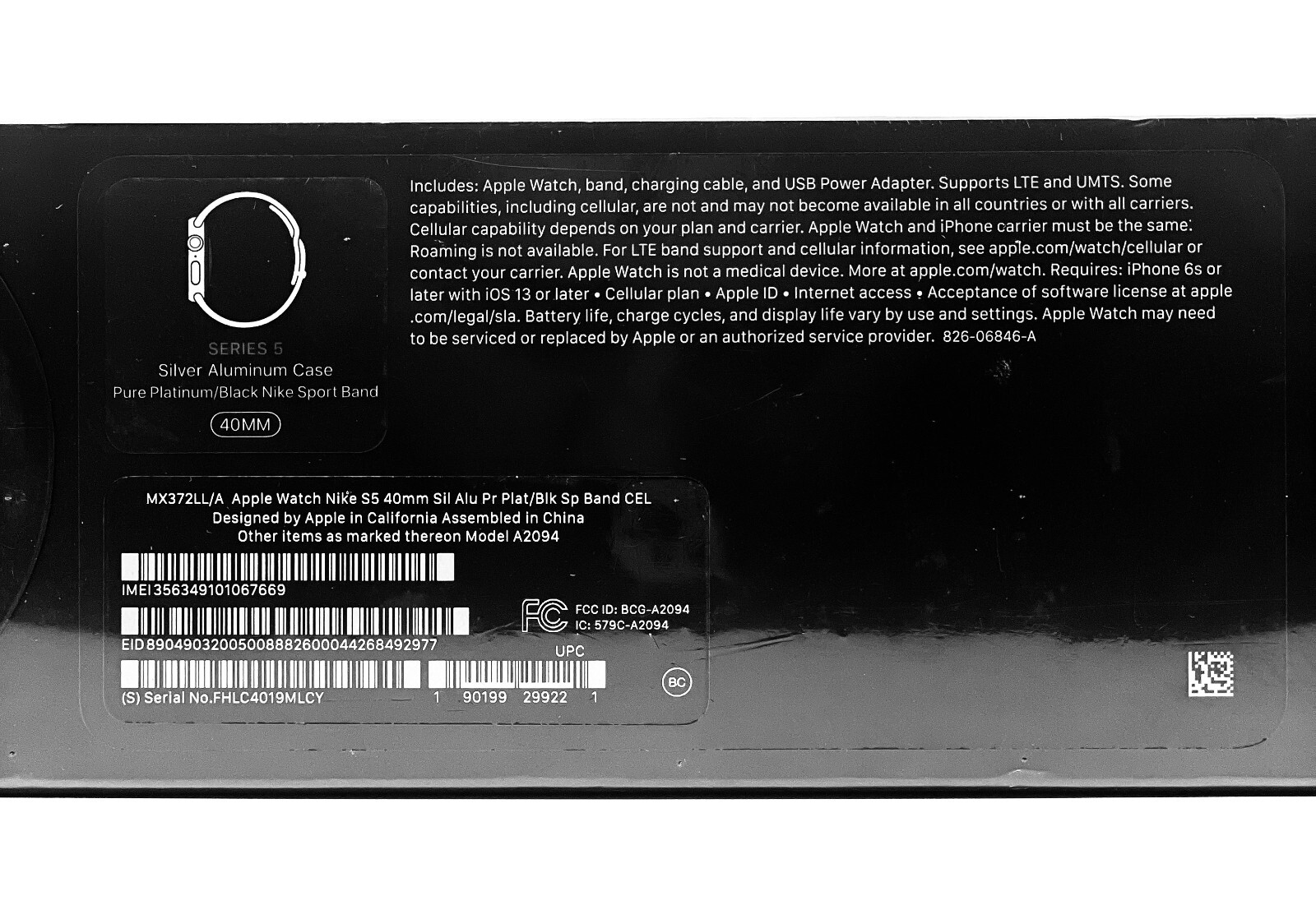 Apple Watch Series 5 Nike 40mm Silver Aluminum Case With Black Sport Band