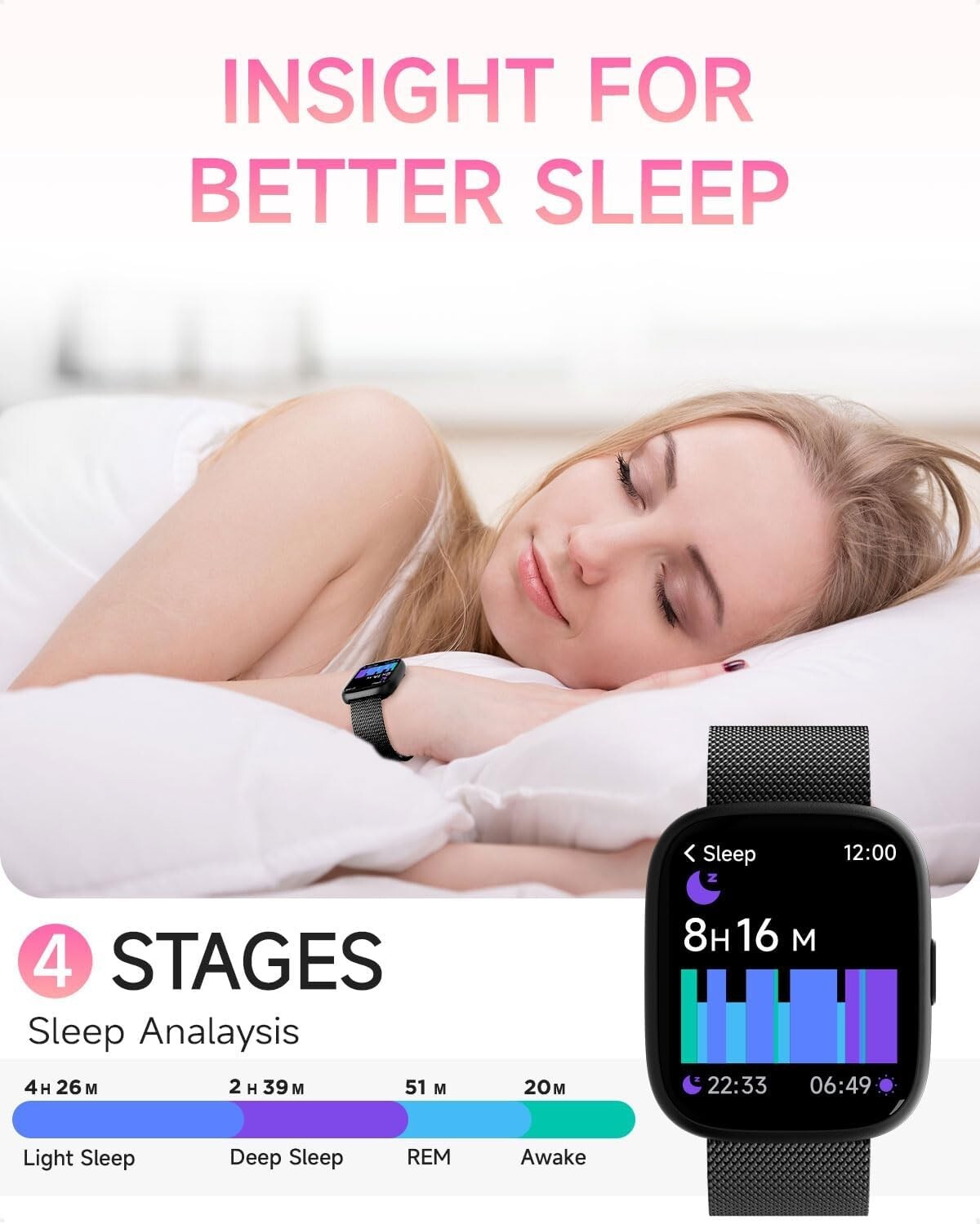 Smart Watch Men Women Sleep Tracker/Pedometer 1.83″ Fitness Tracker iOS Android