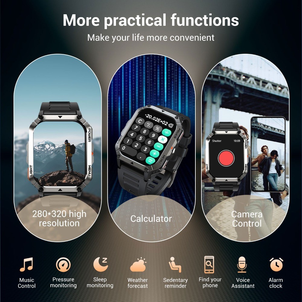 Military Smart Watch for Men Women Bluetooth 5.3 Fit for IPhone Android Open Box
