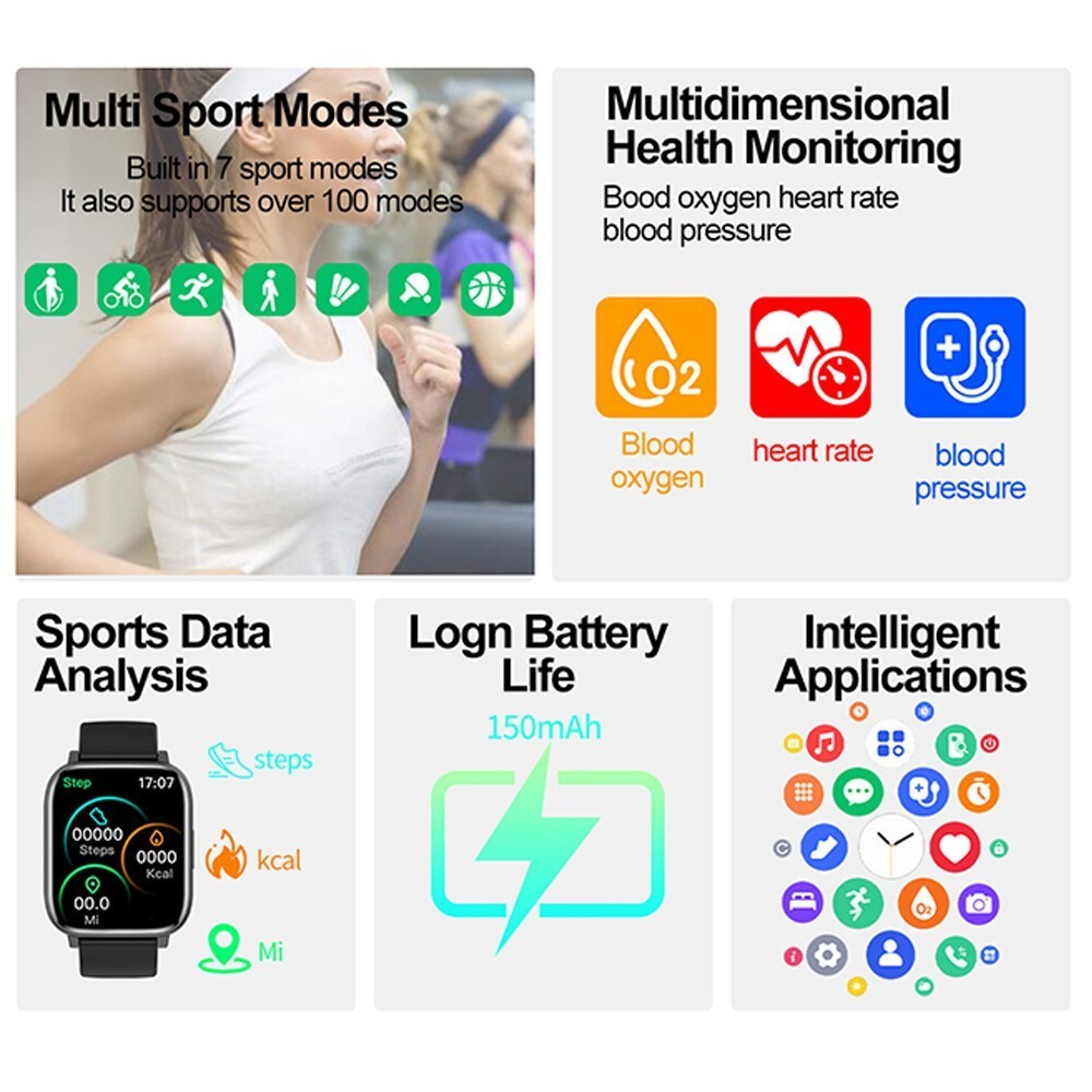 2026 Smart Watch Men Women, Waterproof Smartwatch Bluetooth For iPhone/Samsung