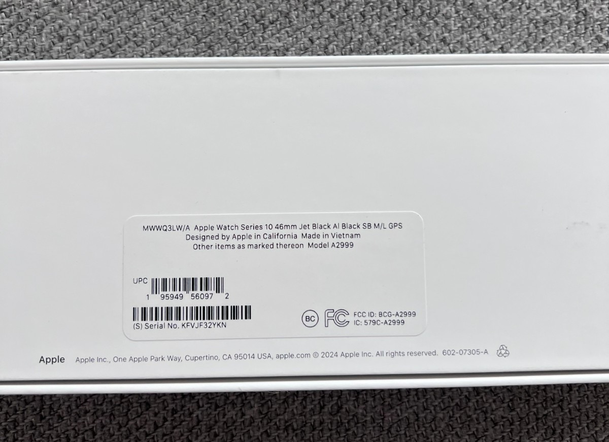 Apple Watch Series 10 (GPS) 46mm w Sport Band M/L Jet Black MWWQ3LW/A 2024 Model