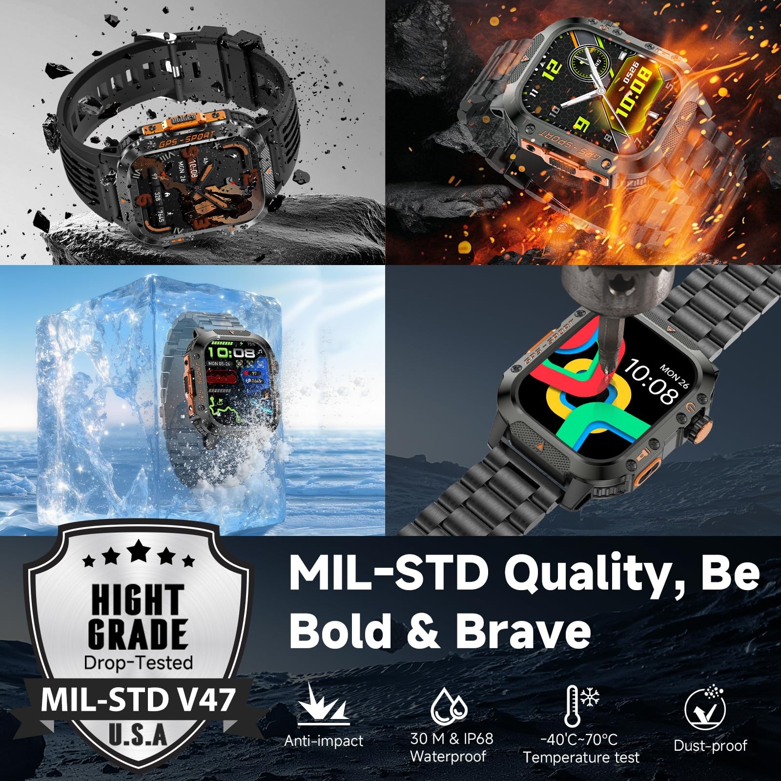 men’s smartwatch (answering/making calls) 2.01 inch military rugged smartwatch