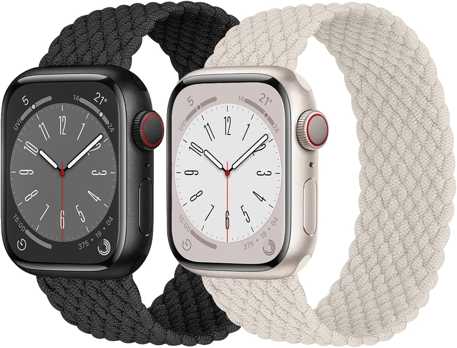 2 Pack Braided Solo Loop Strap Compatible with Apple Watch 40mm 44mm
