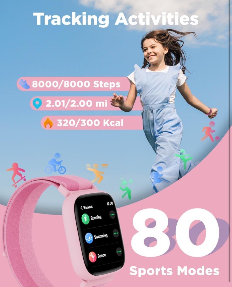 Smart Watch for Kids 1.8″ Fitness Tracker Watch Pedometer Puzzle Games for Kids