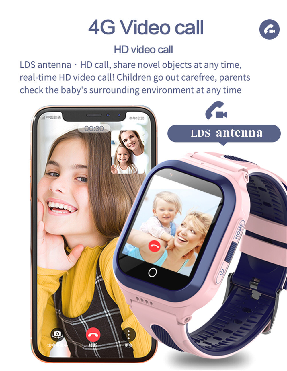 4G Smart Watch Camera Kids Phone Smartwatch Anti-Lost Wristwatch School Gift