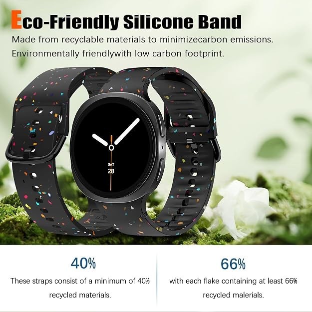 Samsung Galaxy Watch 8 40mm 44mm Black Silicone Strap, Gapless Design