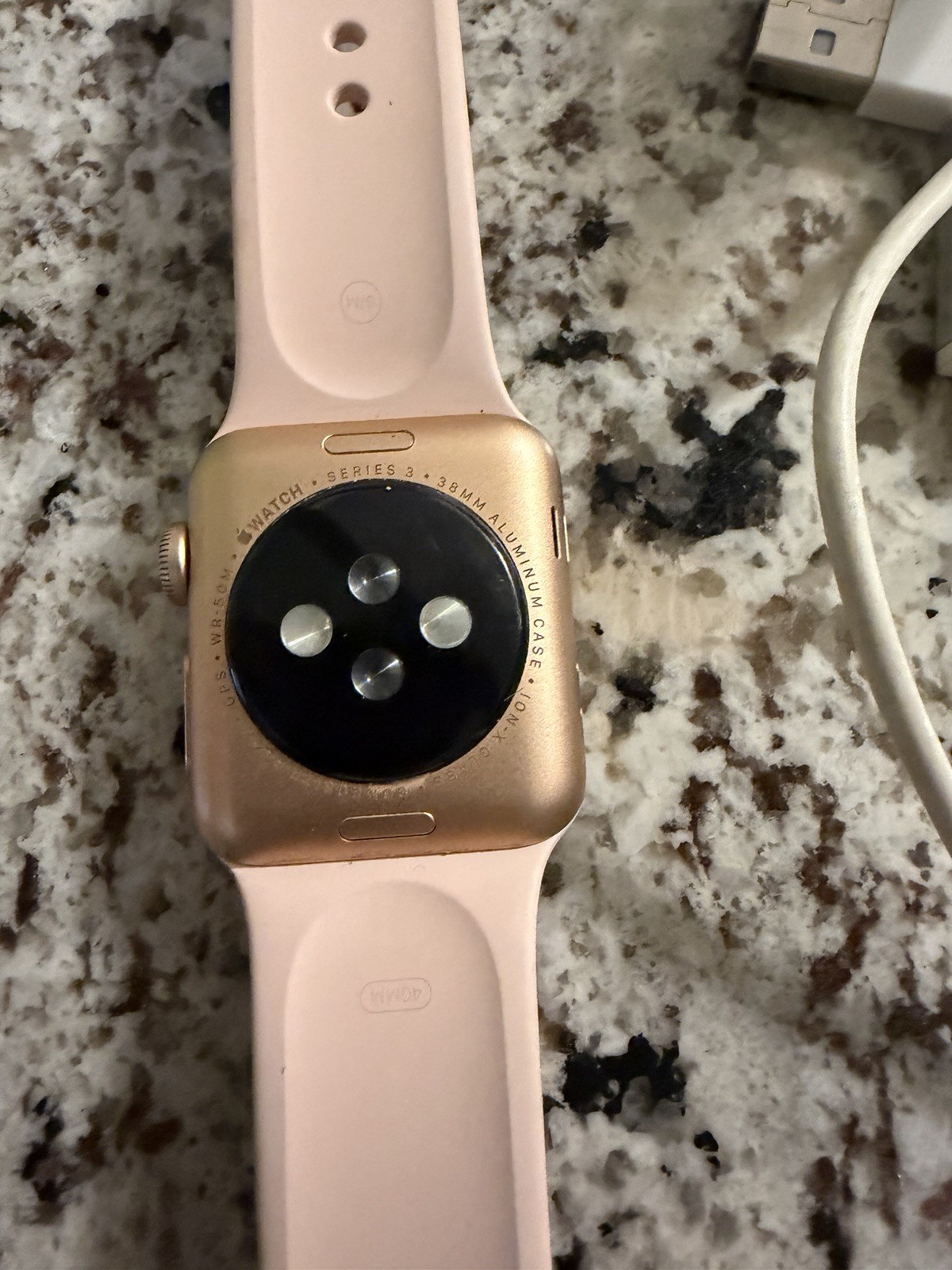 Apple Watch Series 3 38mm Rose Gold Aluminum Case, Light Pink Silicone Band GPS