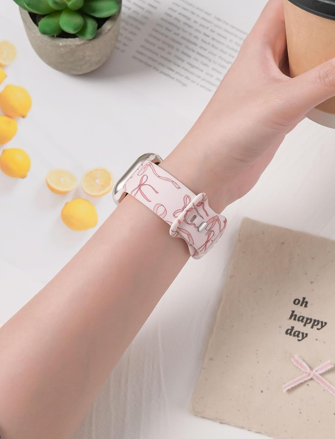 Cute Bowknot Silicone Soft Strap for Apple Watch Series 10 38mm 40mm 41mm