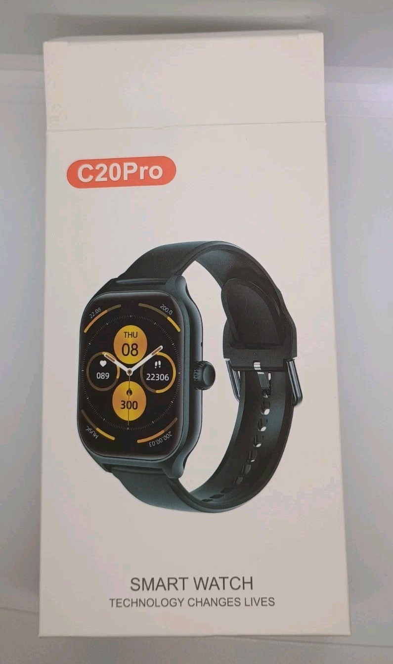 C20 Pro Smart Watch 45mm Gold Silicone Band Heart Rate Sleep Weather Music