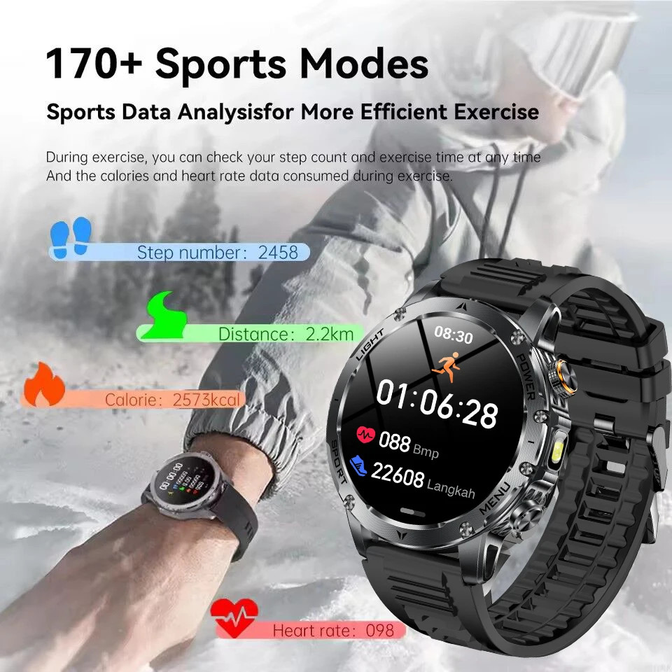 Smart Watch Men 1.7″ AMOLED 1000mAh Bluetooth Call NFC GPS Fitness Tracker