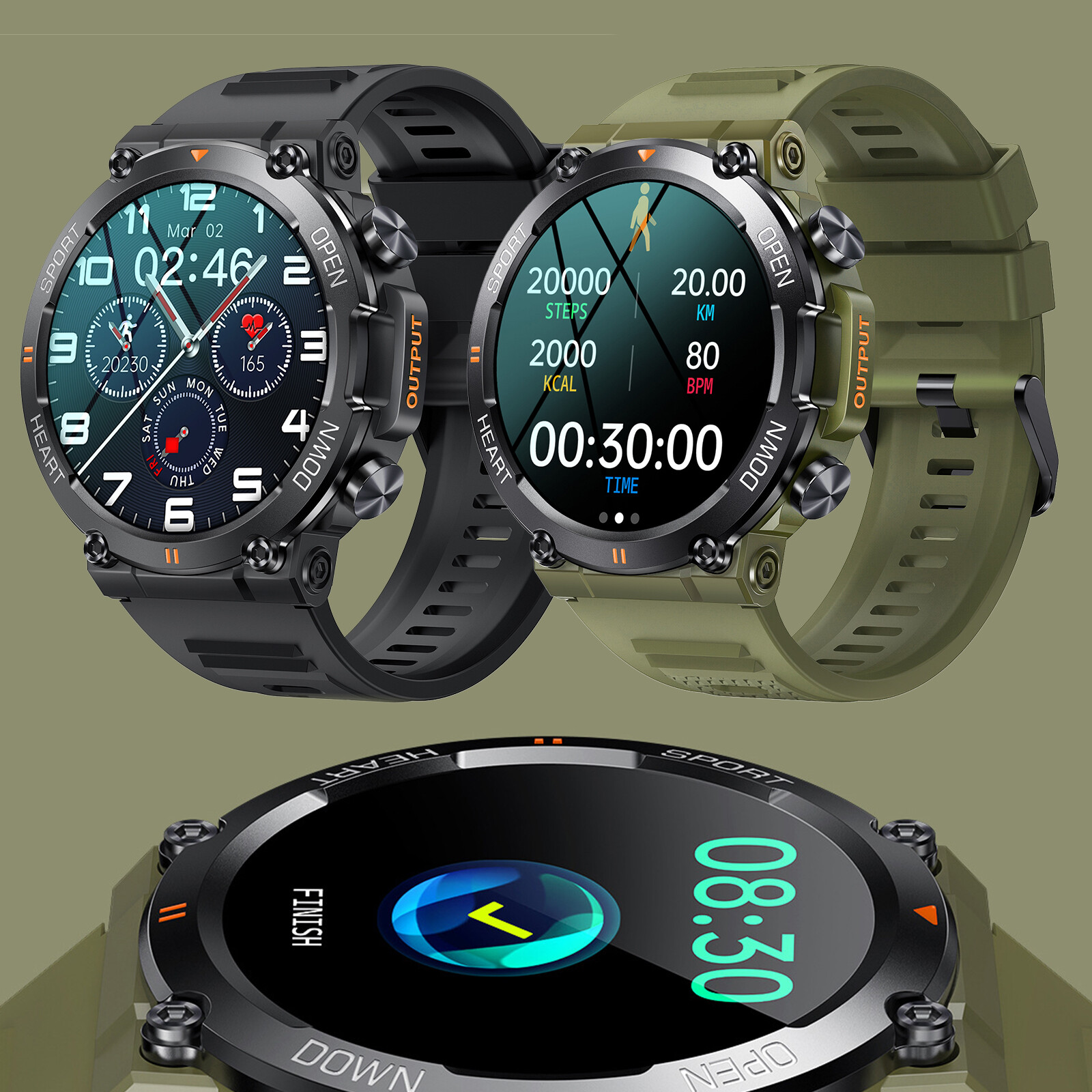 1.39 in Military Smart Watch(Answer/Make Call) Rugged Tactical Fitness Tracker