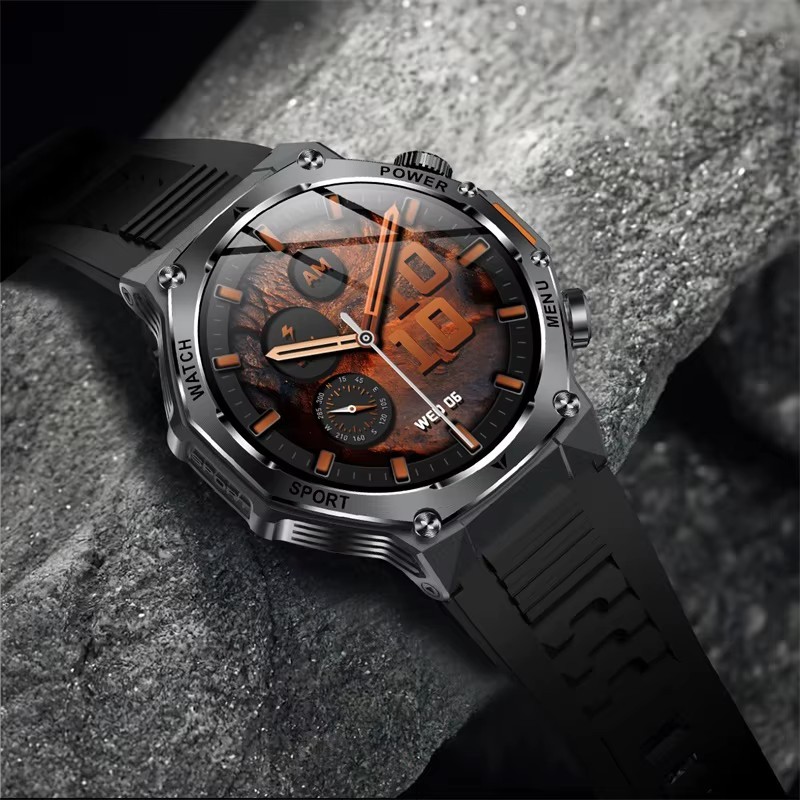 Smart Watch Heavy Duty Black Silicone 1.8″ Screen Hiking Compass 3+ Days Bat.