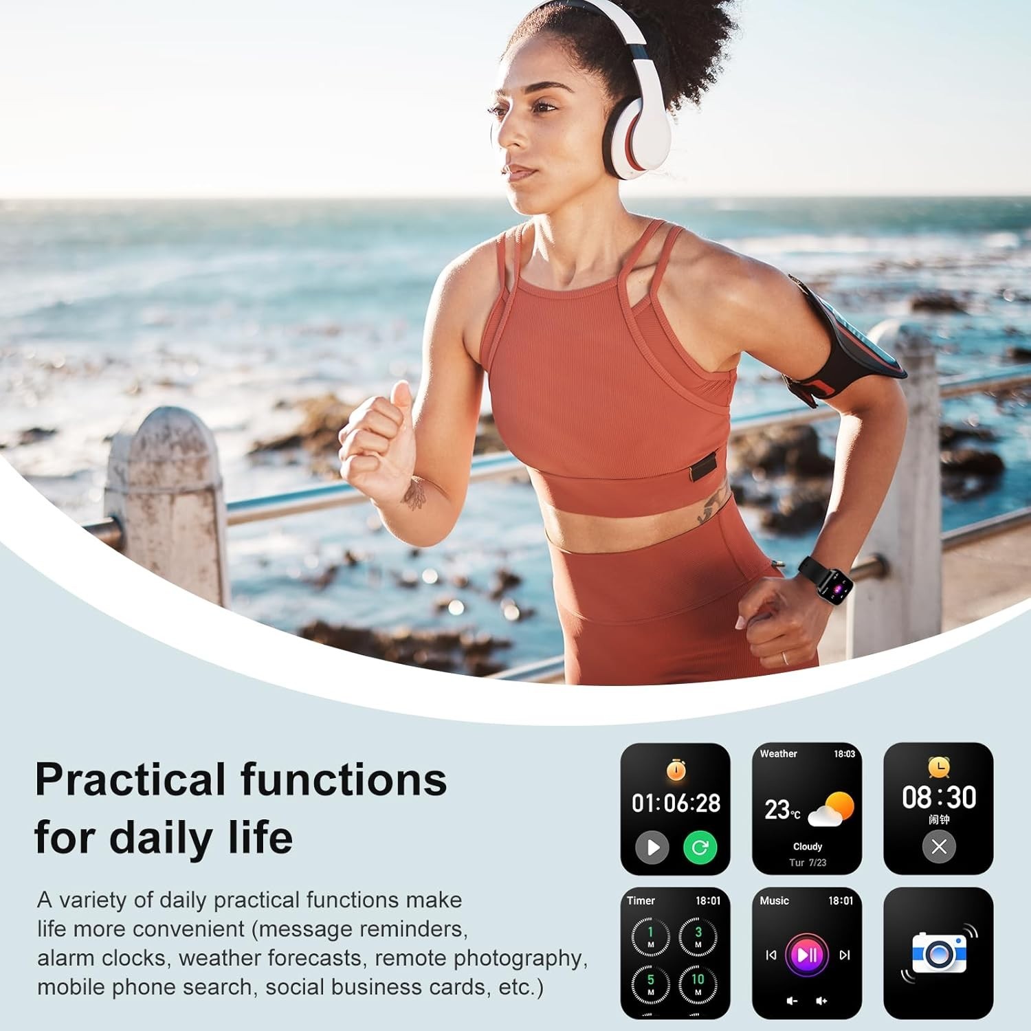 Smart Watch for Men Women, 2.01″ HD Display Fitness Tracker with 107+ Sports Hea