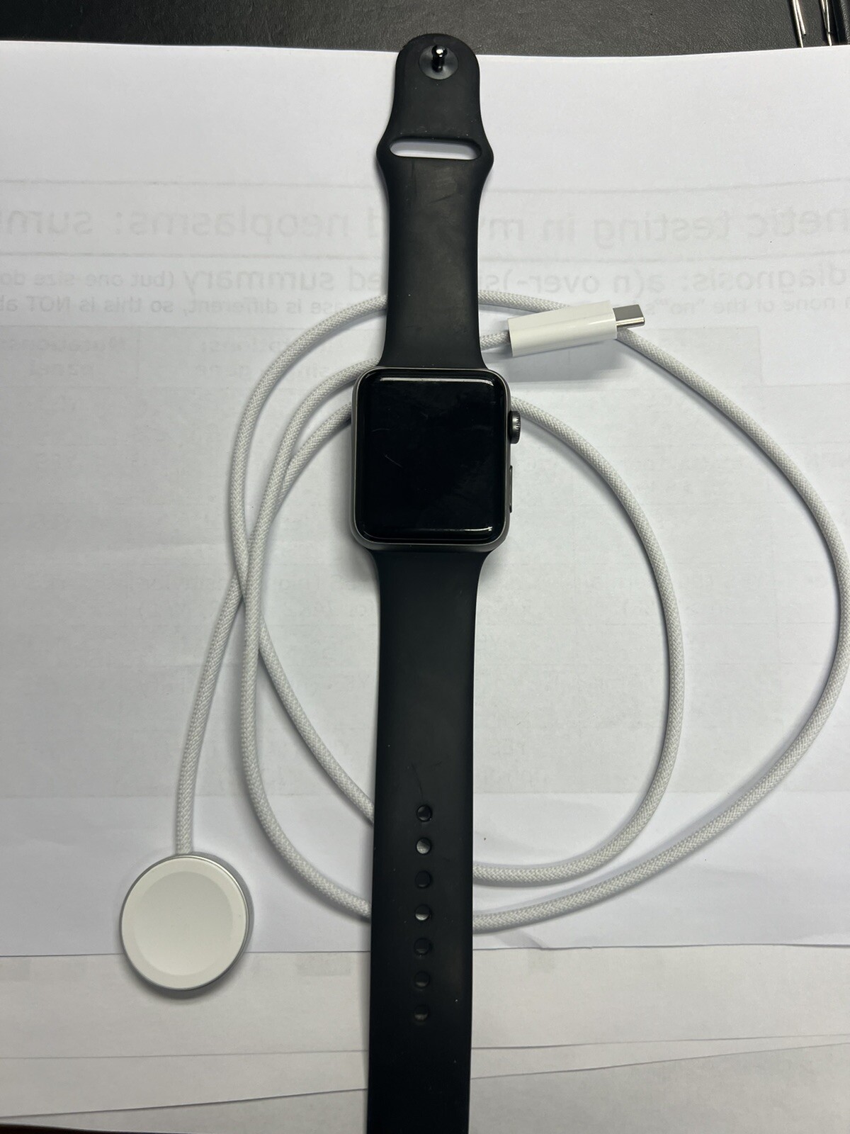 Apple Watch Series 3 42mm Stainless Steel Case Black Sport Band Smartwatch -…