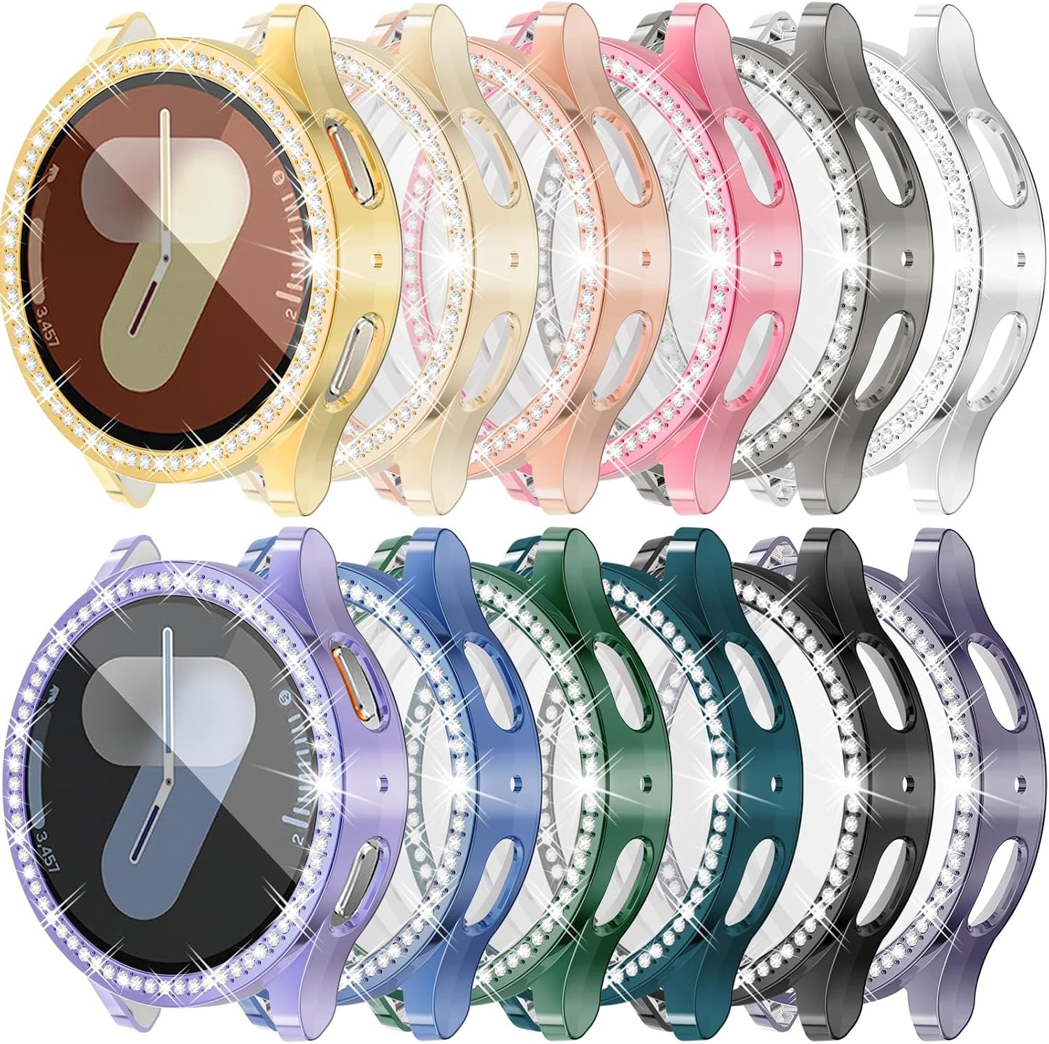 12 Pack TPU Case for Samsung Galaxy Watch 7 44mm Rhinestone Bumper Cover