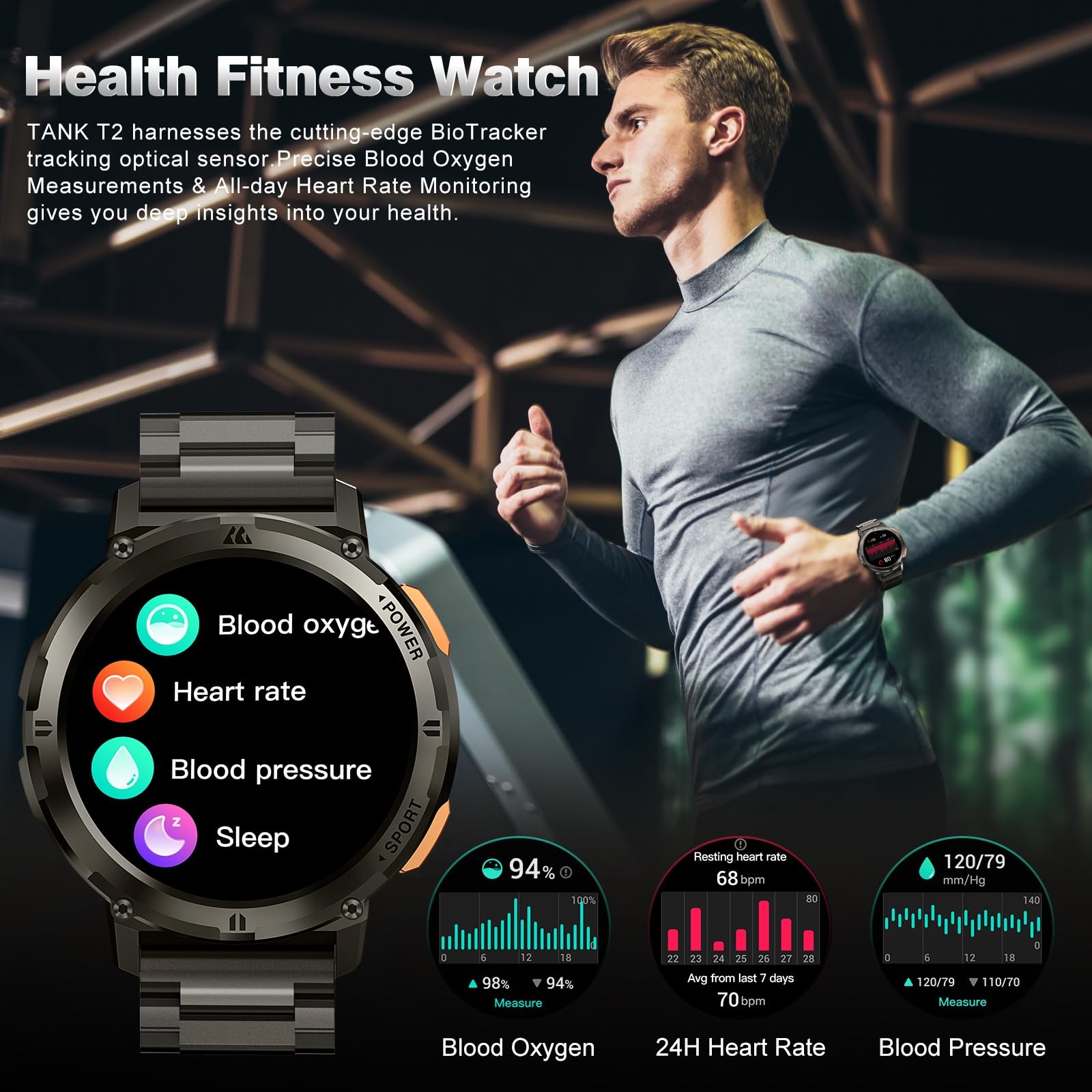 Amaztim Smart Watches For Men 60 Days Extra-Long Battery 50M Waterproof