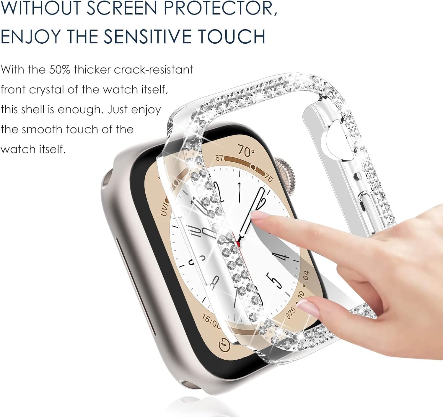 2-Pack Luxury Bling Case for Apple Watch Series 11 42mm, Double Row Crystals