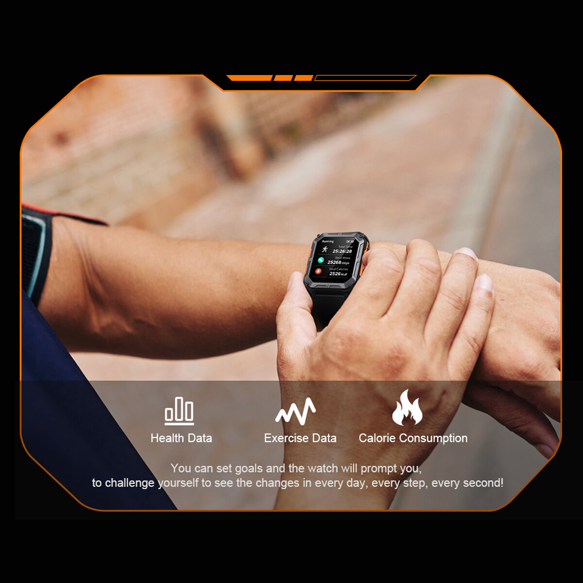 1x Man Sports Outdoor Waterproof Smart Watch For Rugged Tactical Fitness Tracker
