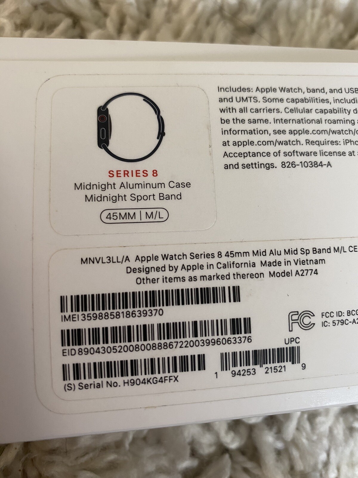 Apple Watch Series 8 45mm Midnight Aluminum Case with Sport Band, M/L (GPS +…