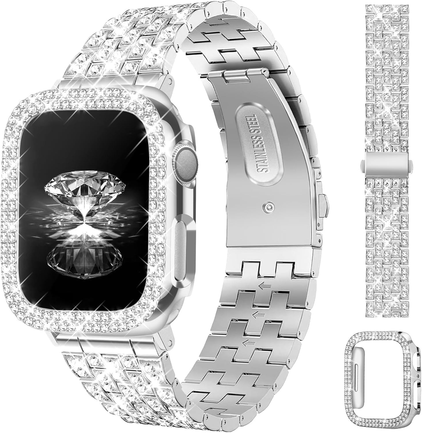Case For Apple Watch 38mm 40mm 41mm 42mm 44mm 45mm 46mm 49mm Luxury Metal Bracel