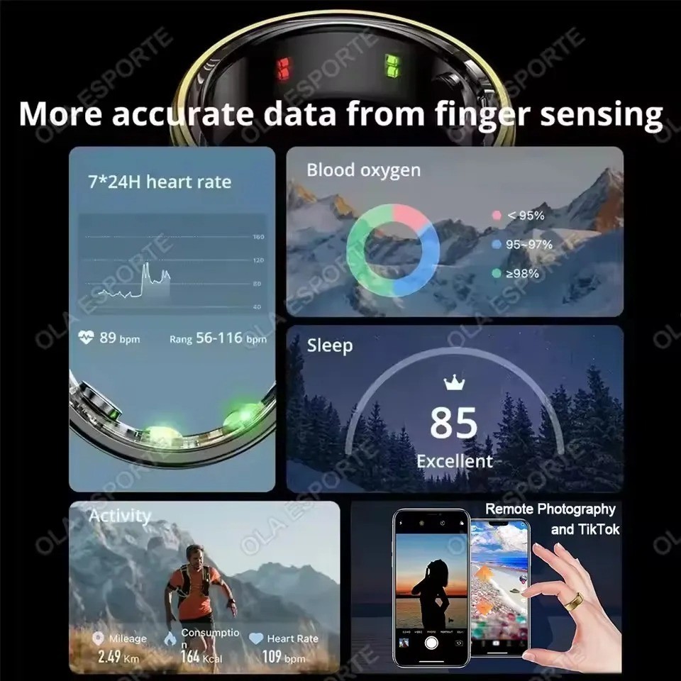 2026 New Smart Ring Heart Rate Blood Pressure Sleep Monitoring Motion Tracking I