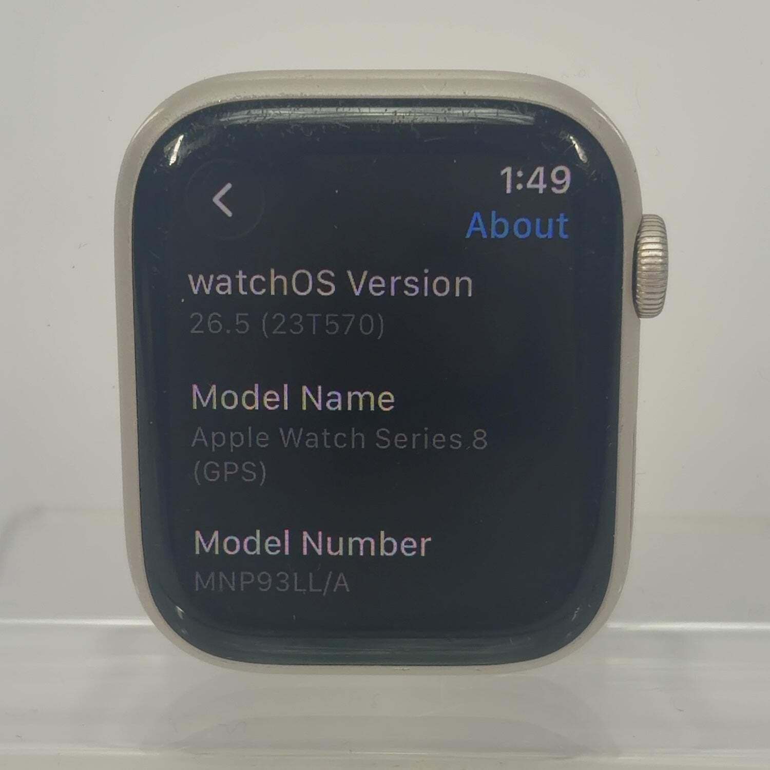 GPS Only Apple Watch Series 8 45MM Starlight Aluminum MNP93LL/A Face Only