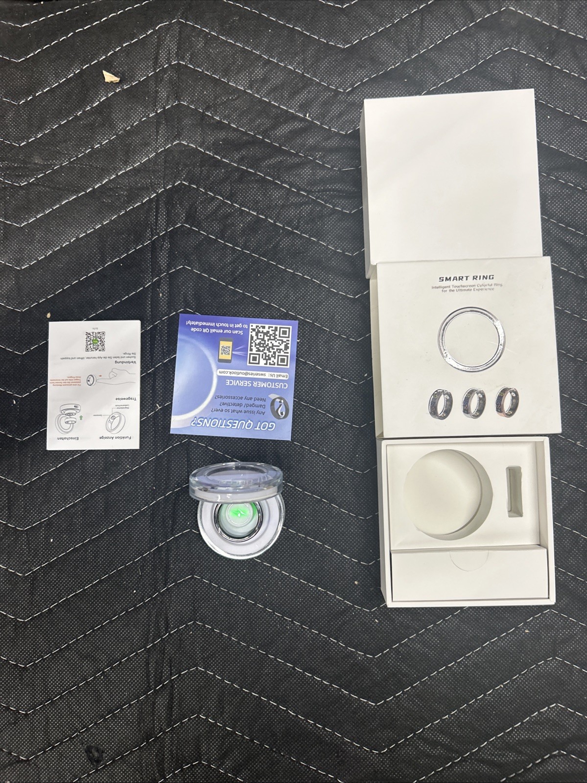 Smart Ring Activity & Fitness–Touchscreen Display Heart Rate Monitor-Dark Sliver