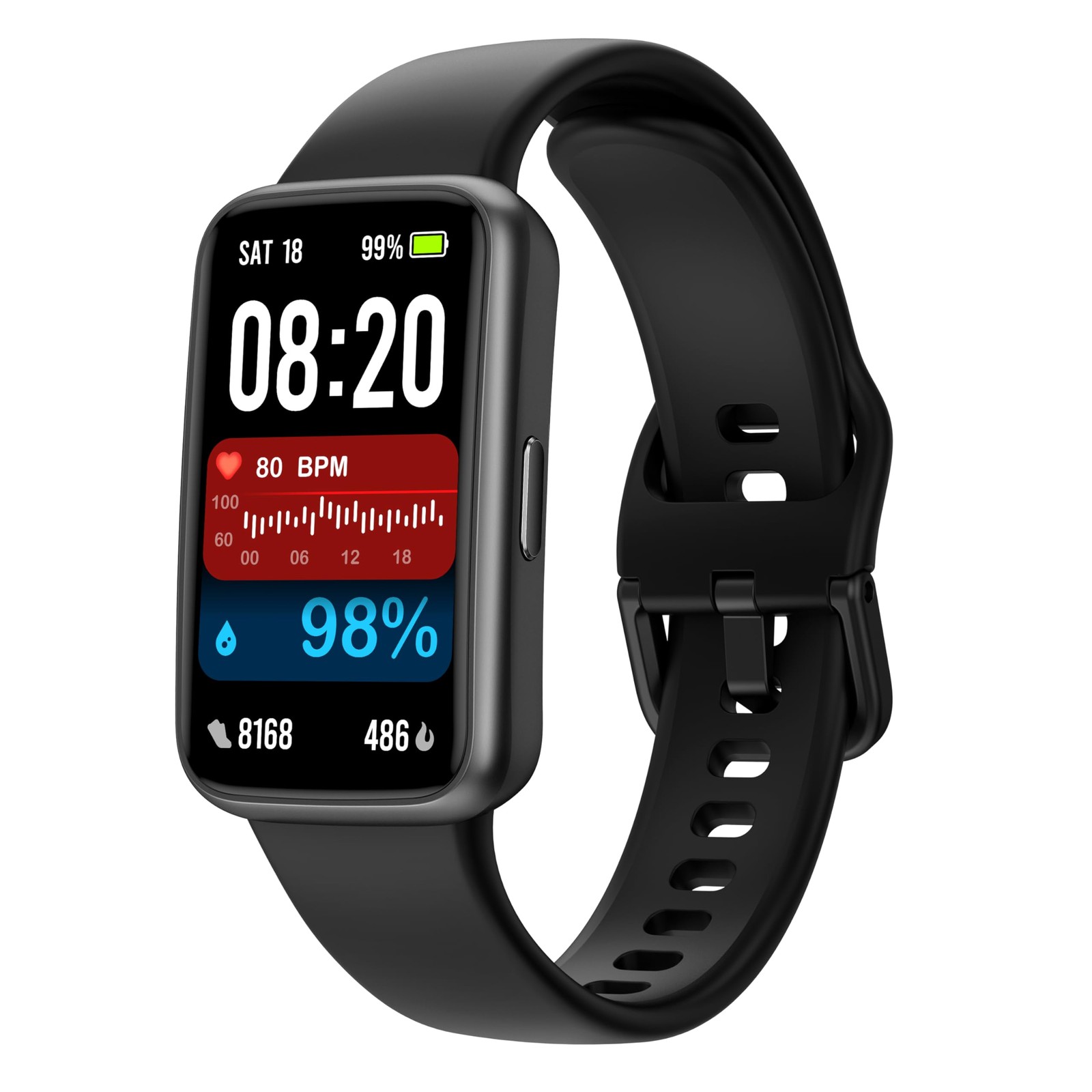 Fitness Tracker Smart Watch, 1.47″ Color Screen, 100+ Sports, Black