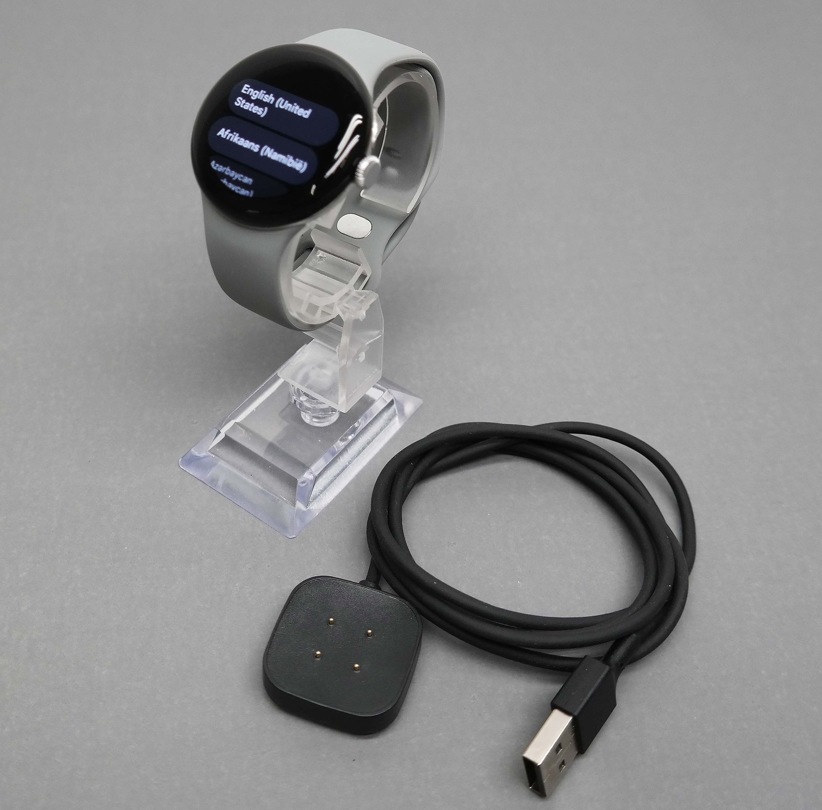 Google Pixel Watch 2 GA05031-US Polished Silver Case w/ Gray Band