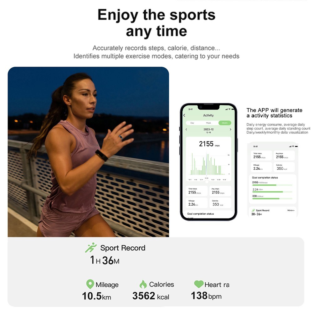 COLMI R02 Smart Ring with Charging Case Health Fitness Tracker Heart Rate Sleep