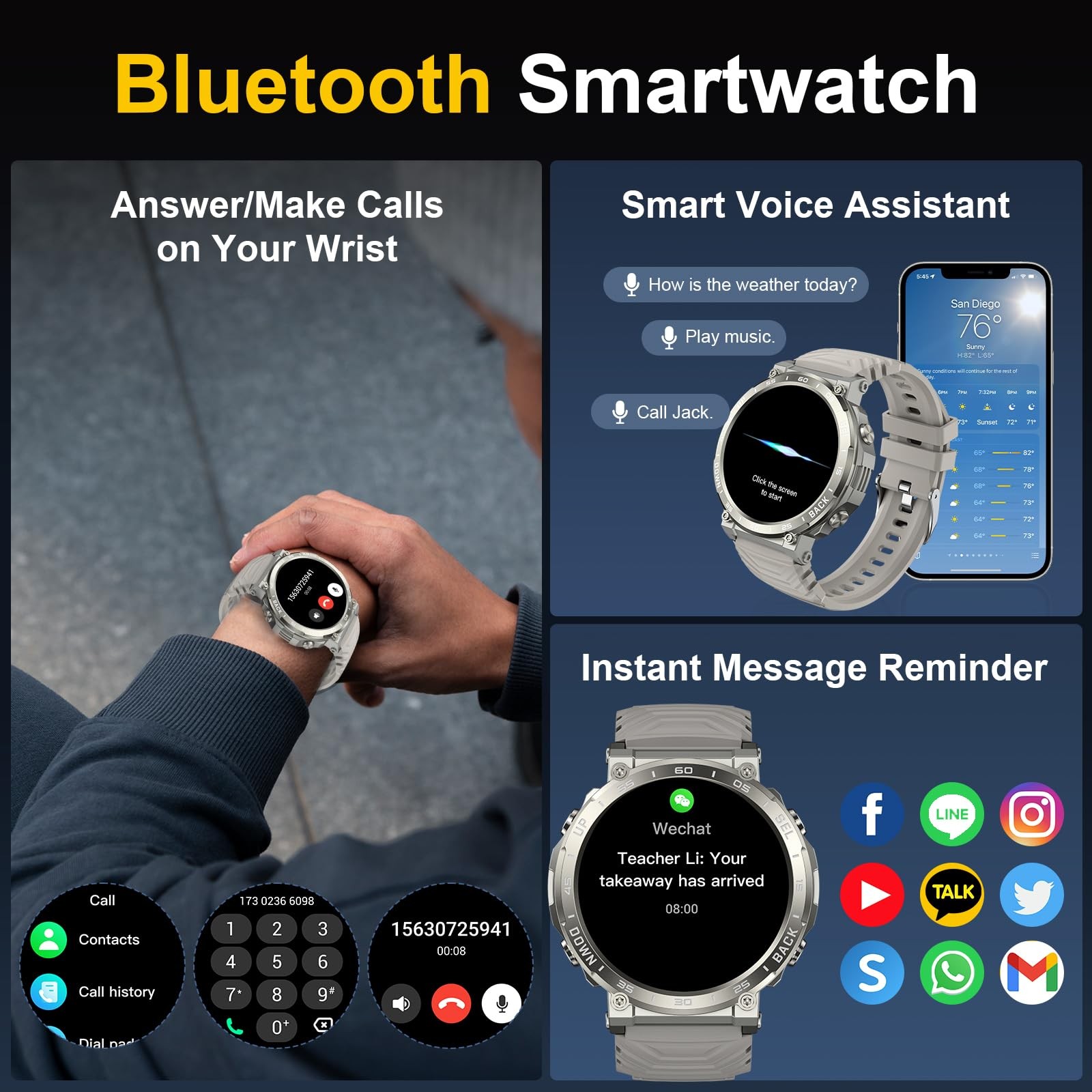 1.52″ Smart Watches for Men Answer/Make Calls with 118 Sports Modes