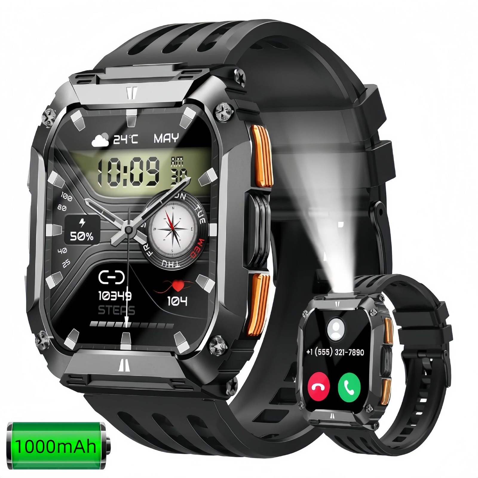 2025 Military Smart Watch (Answer/Make Call) For Men’s Sport Smartwatch 1000mAh