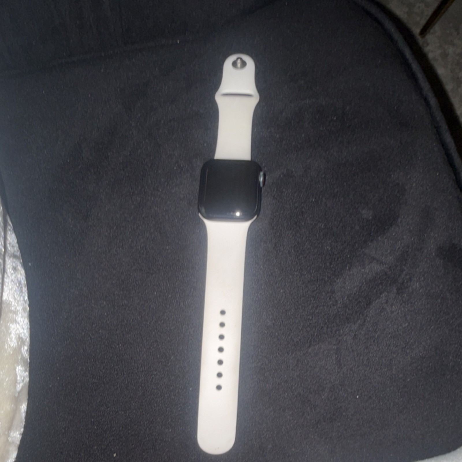 Apple Smartwatch Black Aluminum Case White Silicone Band iOS Compatible
