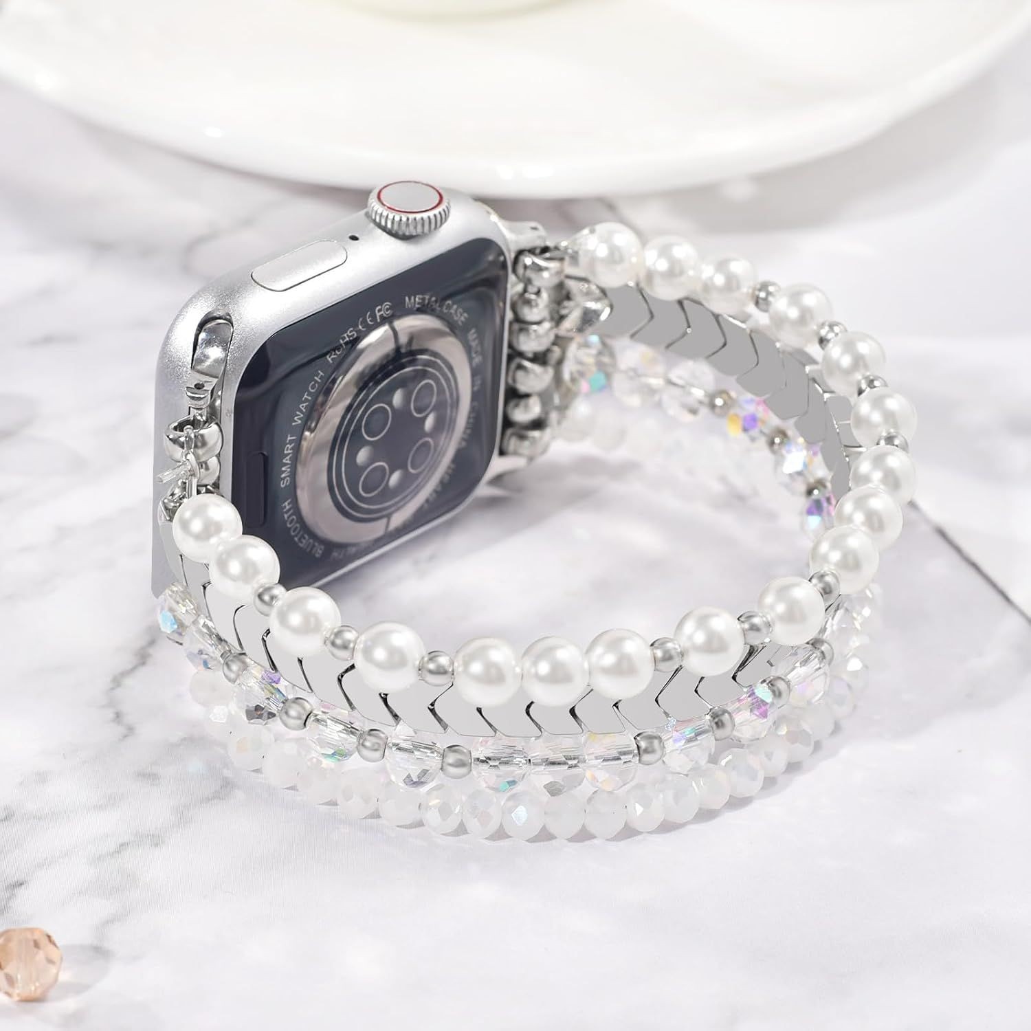 Beaded Bracelet Strap Compatible with Apple Watch 38mm/40mm/41mm Fashion