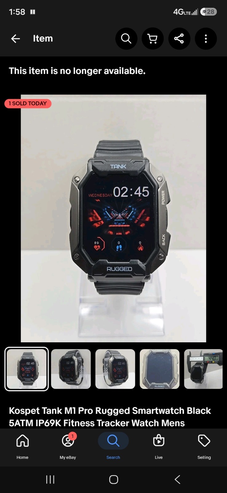 Kospet Tank M1 Pro Rugged Smartwatch Black 5ATM IP69K Fitness Tracker Watch Mens