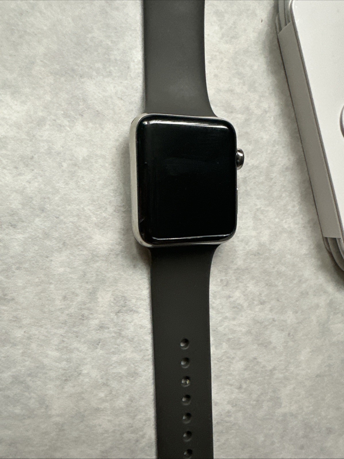 Apple Watch Series 3 42mm Stainless Steel Silver, Black Sport Band Good Working