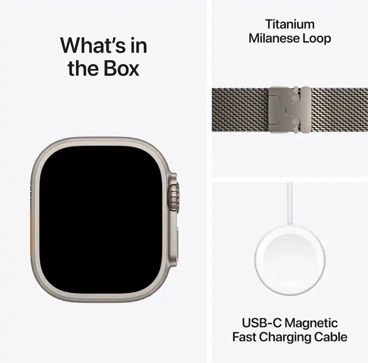 Apple Watch Ultra 3 49mm Cell Natural Titanium Case w Milanese Loop L MF0E4LW/A