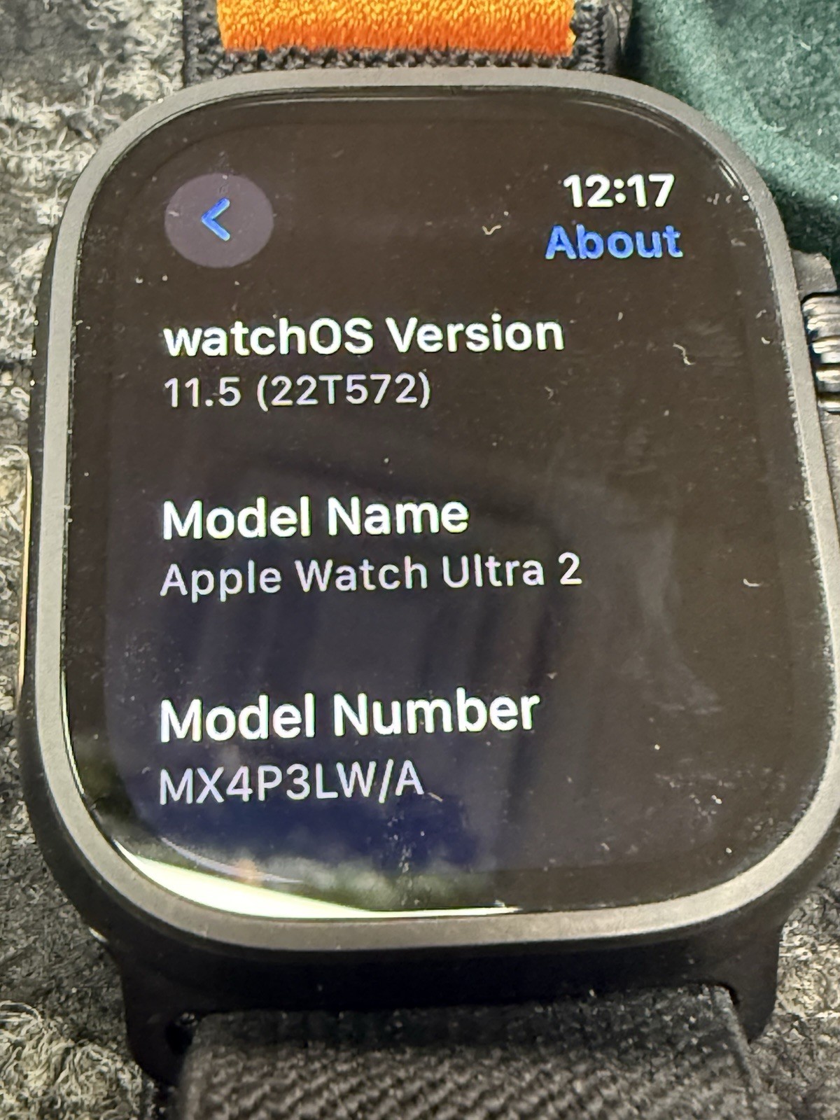 Apple Watch Ultra 2 49mm GPS+Cell Titanium Case w Grey Band MX4P3LW/A D3