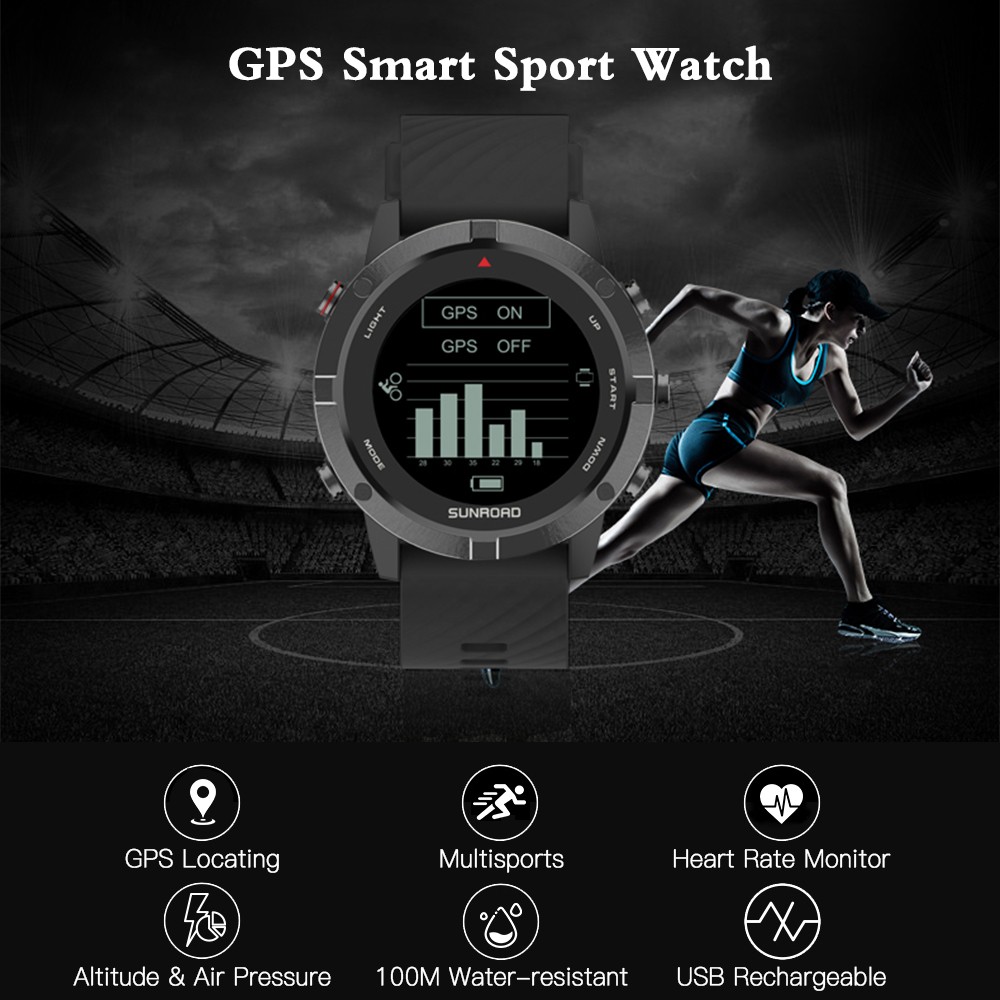 GPS Sports Watch Fitness Tracker Wrist Watch With Heart Rate Monitor 100M W GFFQ