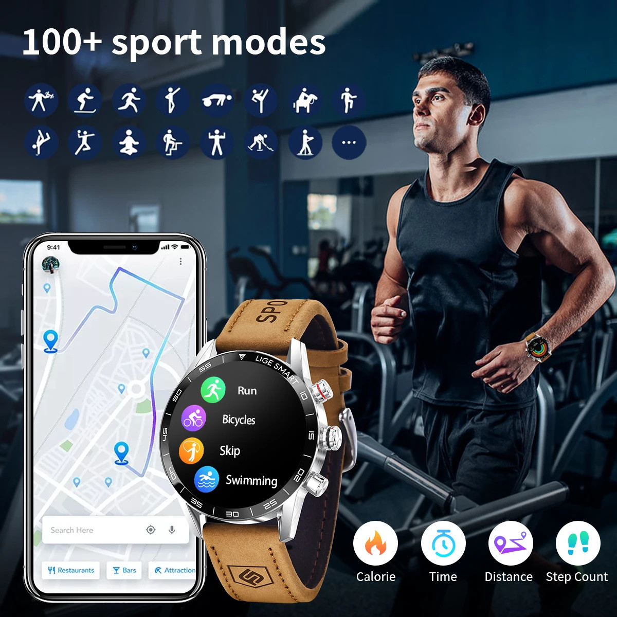 New Rugged GPS Smart Watch Men AMOLED HD Screen Heart Rate