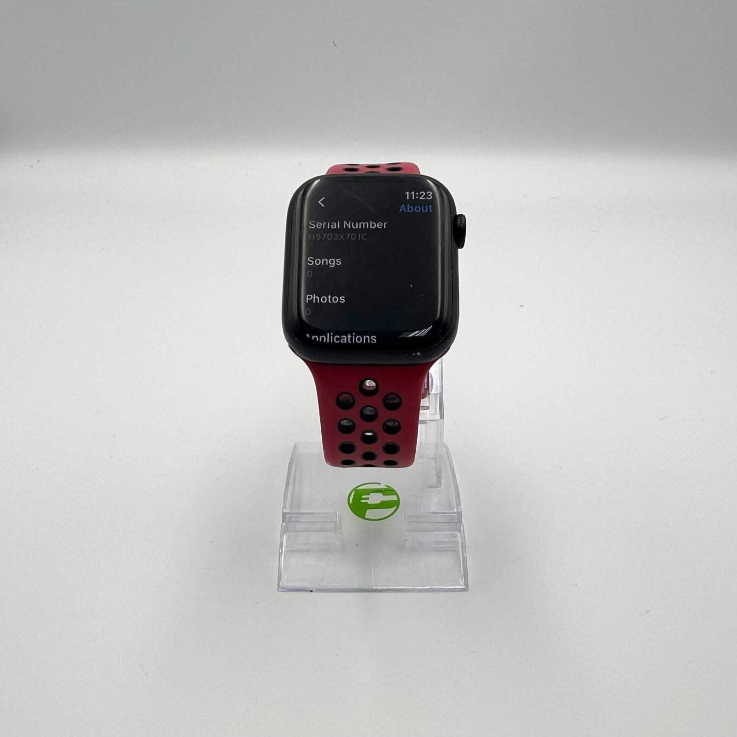 Unlocked Apple series 8 45MM Midnight Aluminum Red Nike Sport Band MNVJ3LL/A