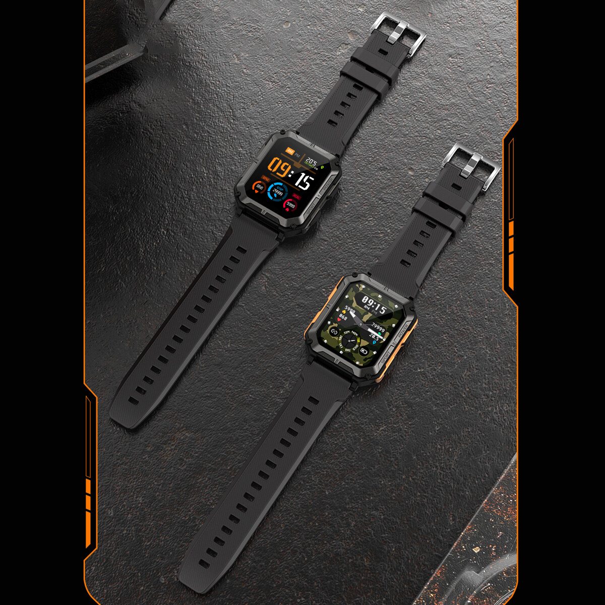 1x Man Sports Outdoor Waterproof Smart Watch For Rugged Tactical Fitness Tracker