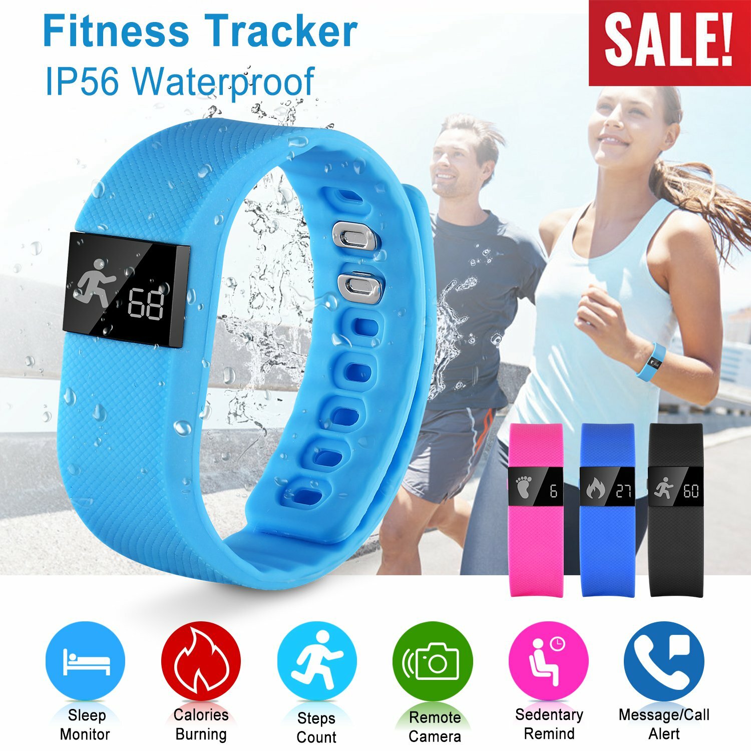 Smart Wrist Band Pedometer Bracelet Watch Sleep Sports Fitness Activity Tracker