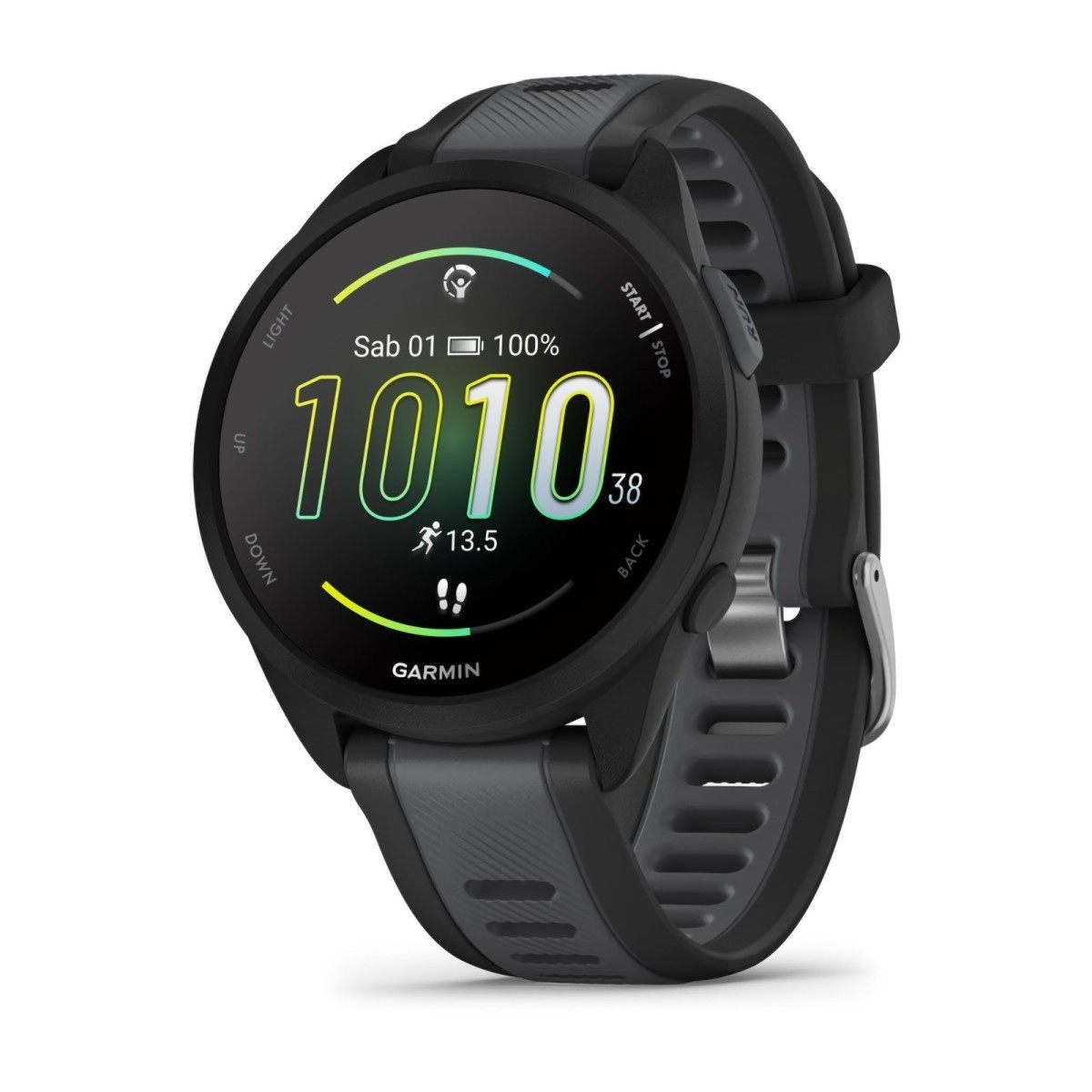 Garmin Forerunner 165 Smartwatch 43mm Carbon Fiber Case Black Silicone
