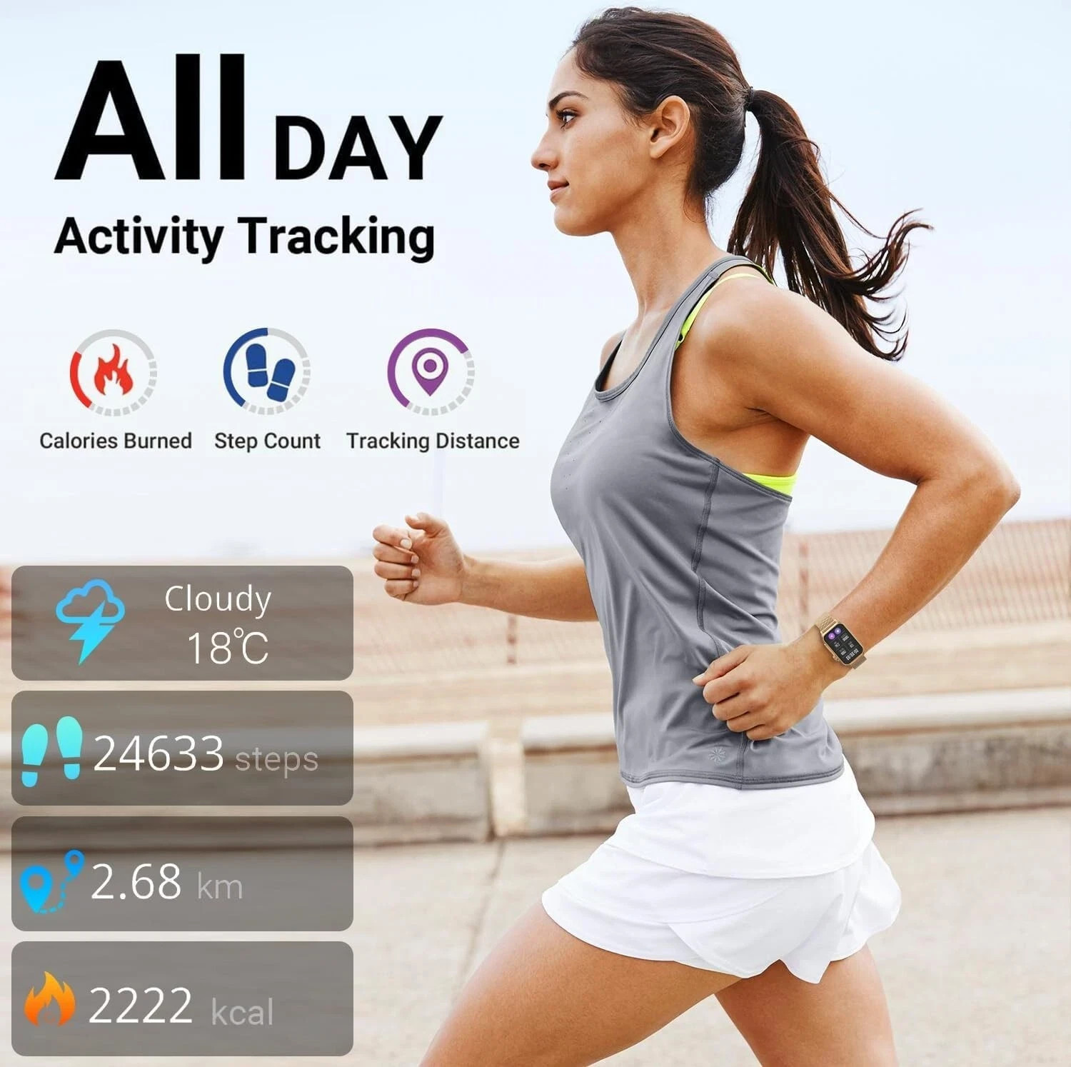 FITVII Nexa Smart Watch Women’s Fitness Tracker Blood Pressure Heart Rate Sport