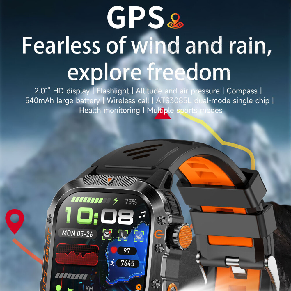 Military Smart Watch For Men (Answer/Make Calls) Rugged Sport Fitness Smartwatch